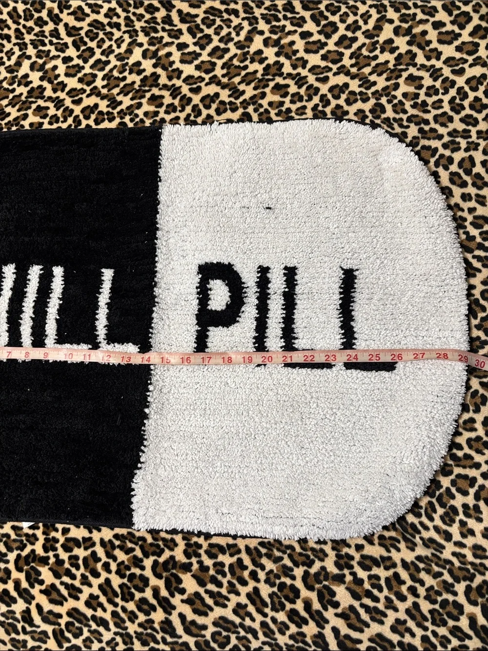 CHILL PILL 🖤🤍Bath Mat Rug Black White Dorm Home Funny Cute Decor Mental Health